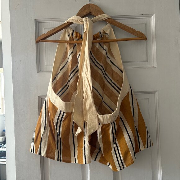 Sezane Koffi Blouse Rayure Ocre Ecru Noir - Size 46-XXXL-18 - Picture 3 of 6